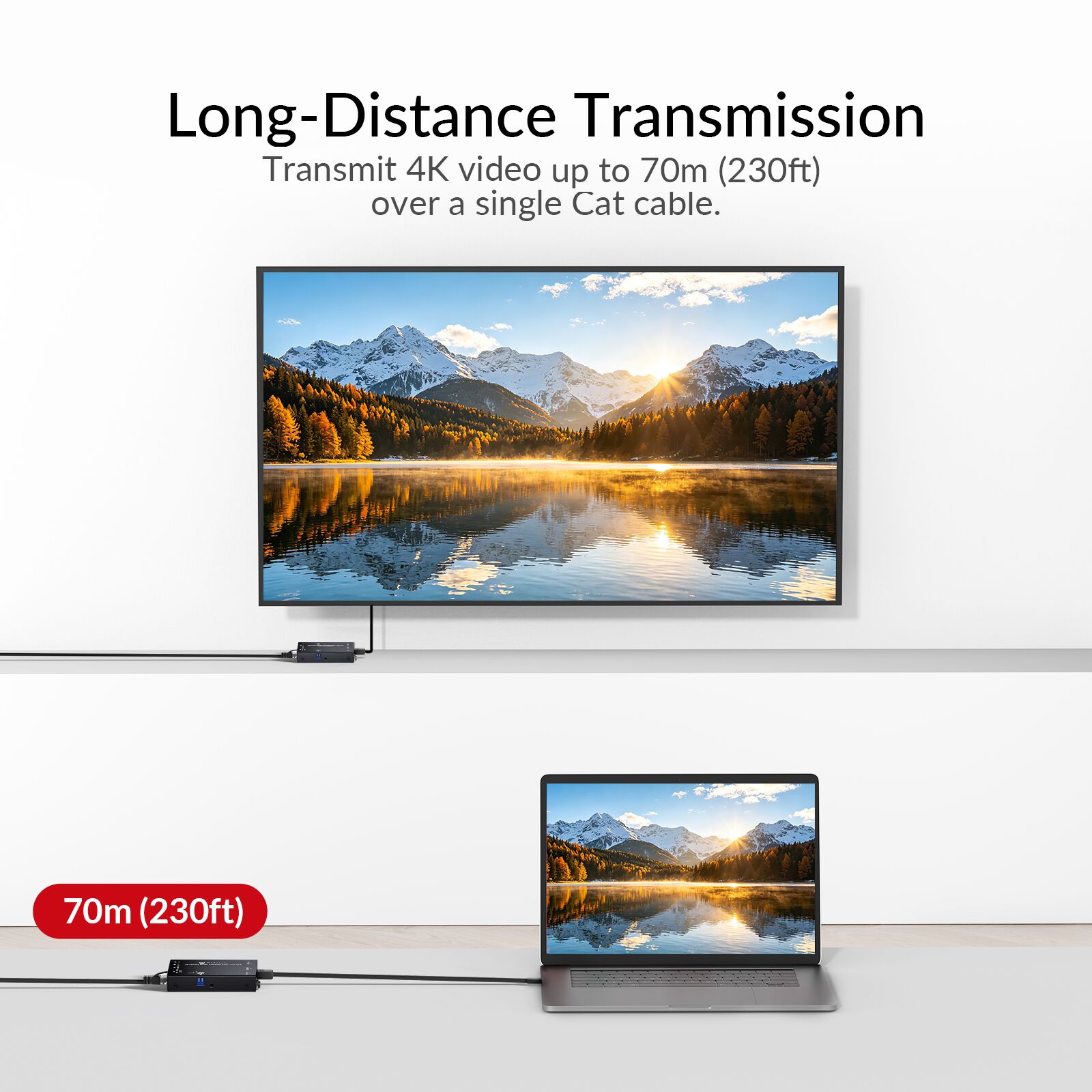 4K@60Hz HDMI Extender with Loop Out, 70m/230ft Over Cat 6/6A/7