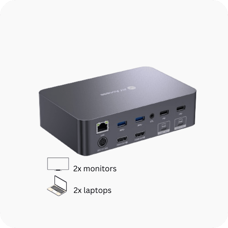 Monitors 2 Dock Switch KVM Access AV KVMスイッチドッキングステーション USB-C Access AV 2 Dual Switch KVM 4K Laptops, 分配器・切替器