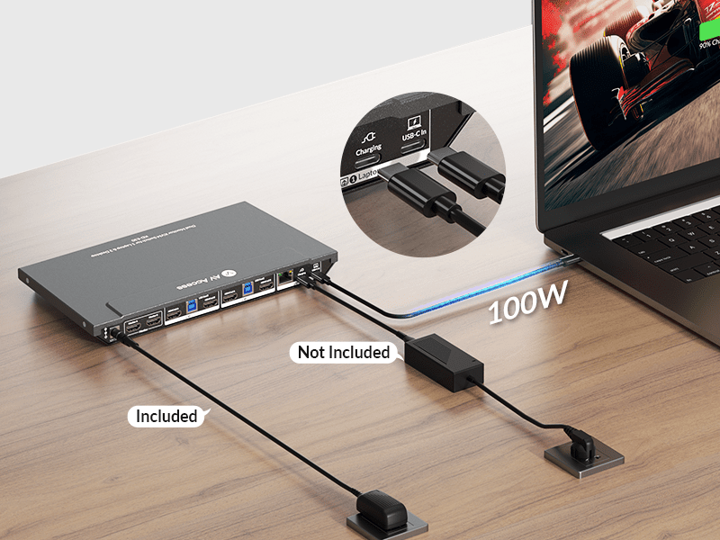 ■★ALDOCUBE KPAD／2SIMフリー＼2K#10.4／bah3-l09 KD-E30 KVM Docking Station for Laptop & 2 Desktops, Dual 4K