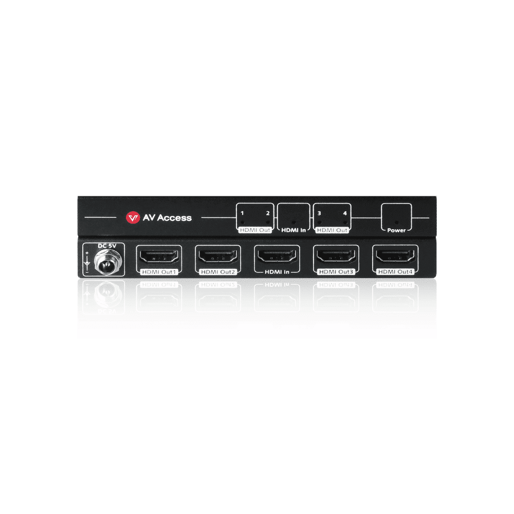 AV Access 1x4 4K HDMI Splitter, 3D, Auto EDID, HDMI 1.4, HDCP 1.4