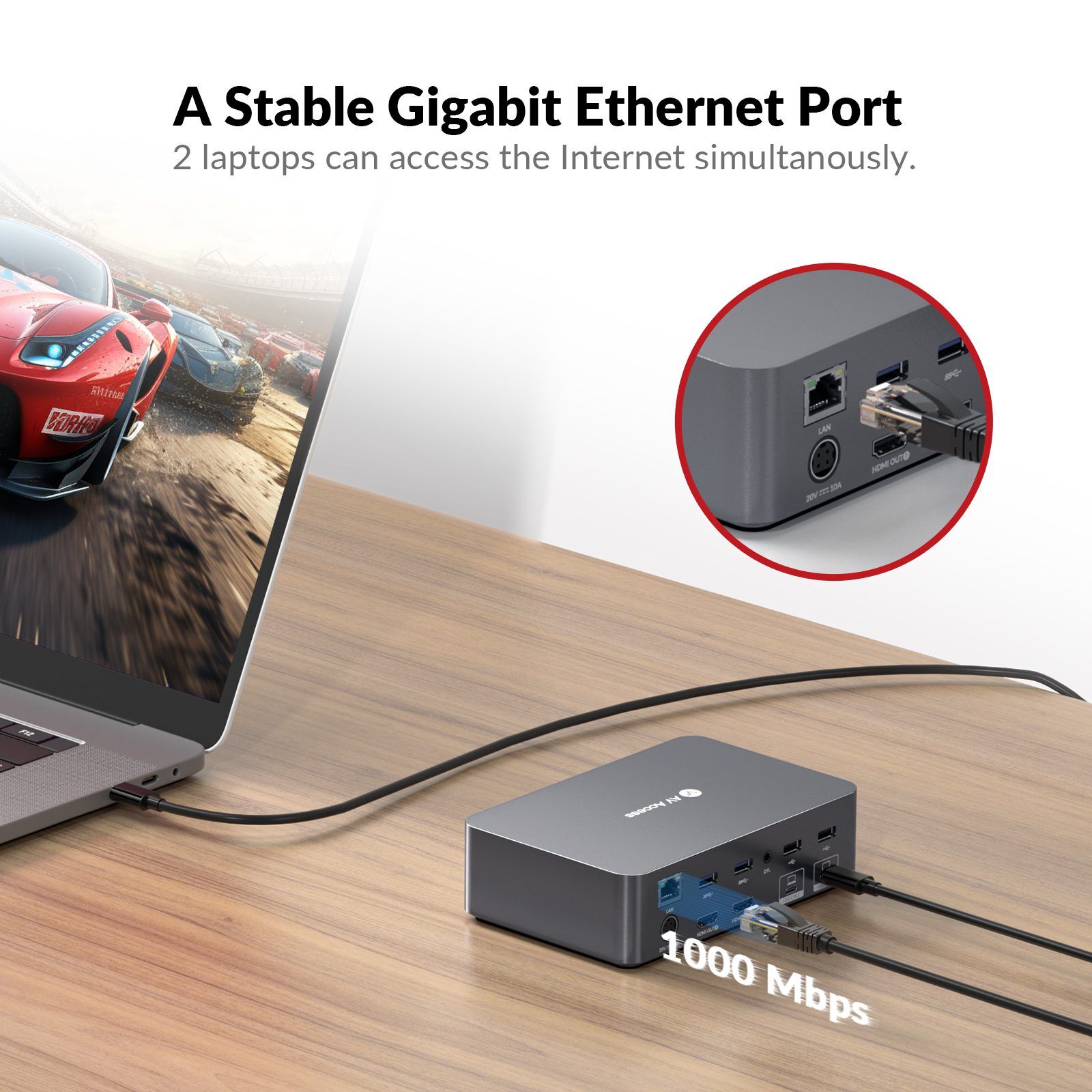 AV Access iDock C20 USB-C KVM Switch Docking Station for 2