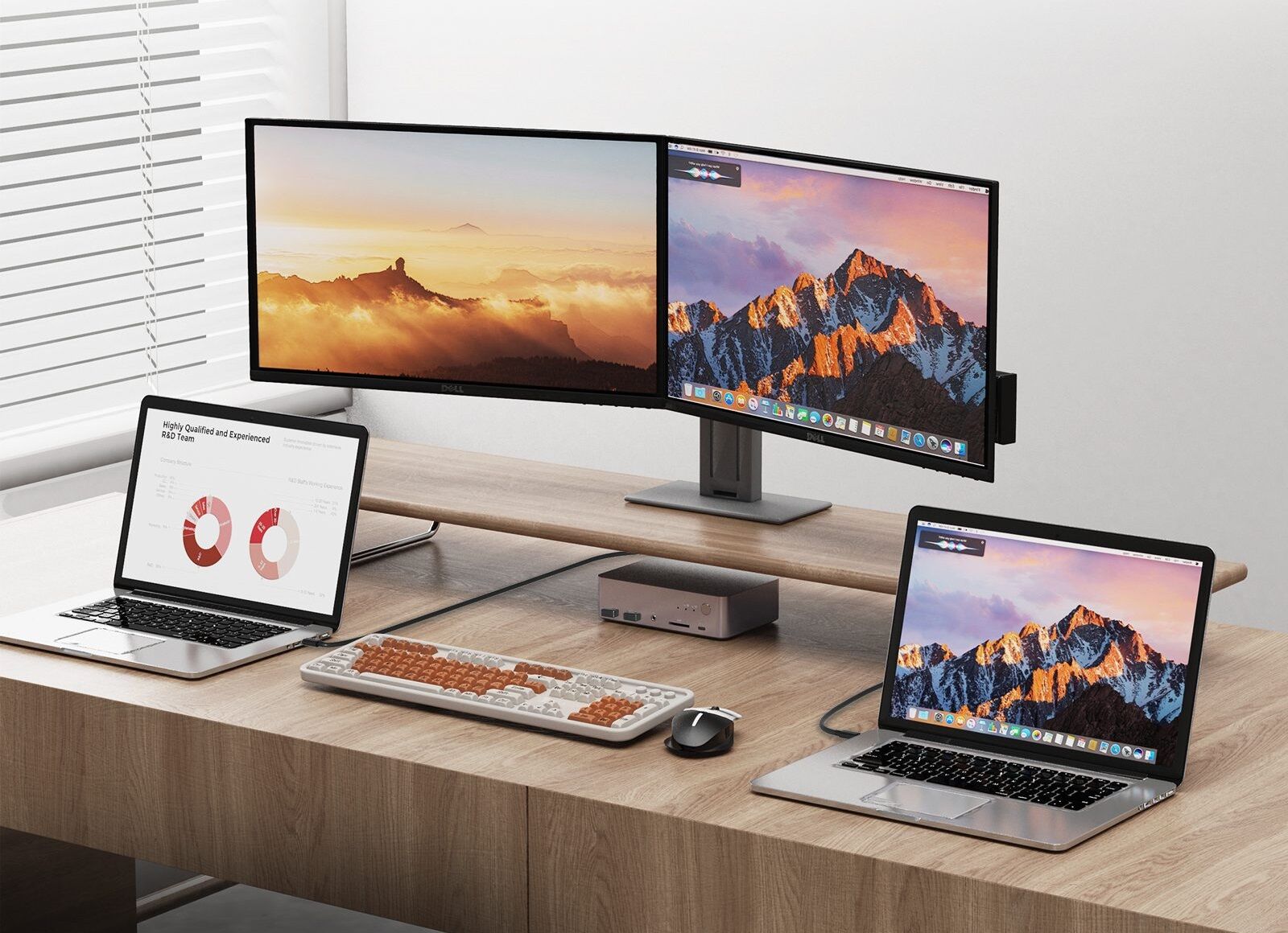 USB C KVM Switch Docking Station for 2 Laptops & 2 Monitors