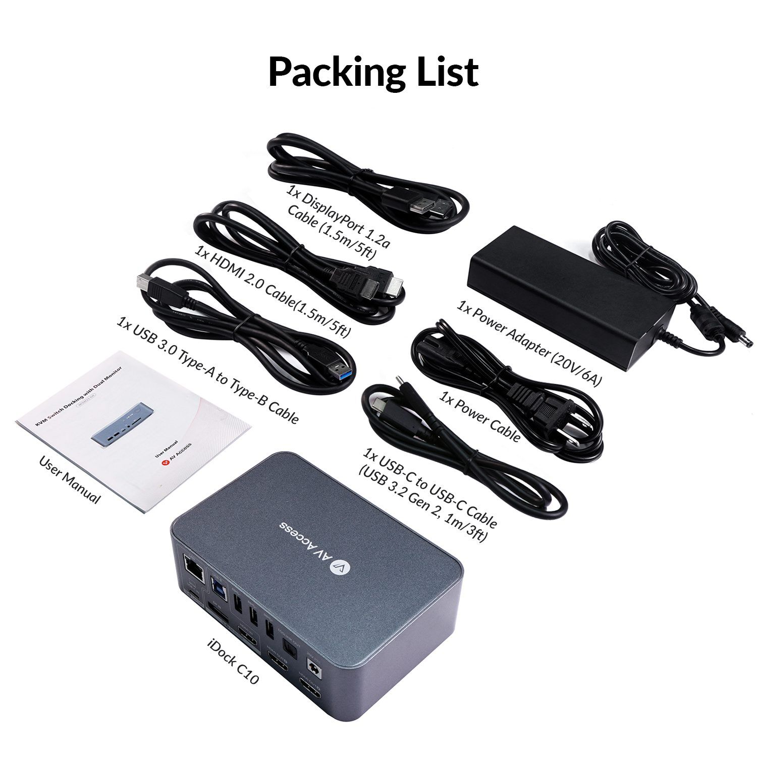 AV Access USB-C 12 in1ドッキングステーション KVM Switch Docking Station for USB-C Laptop & Desktop