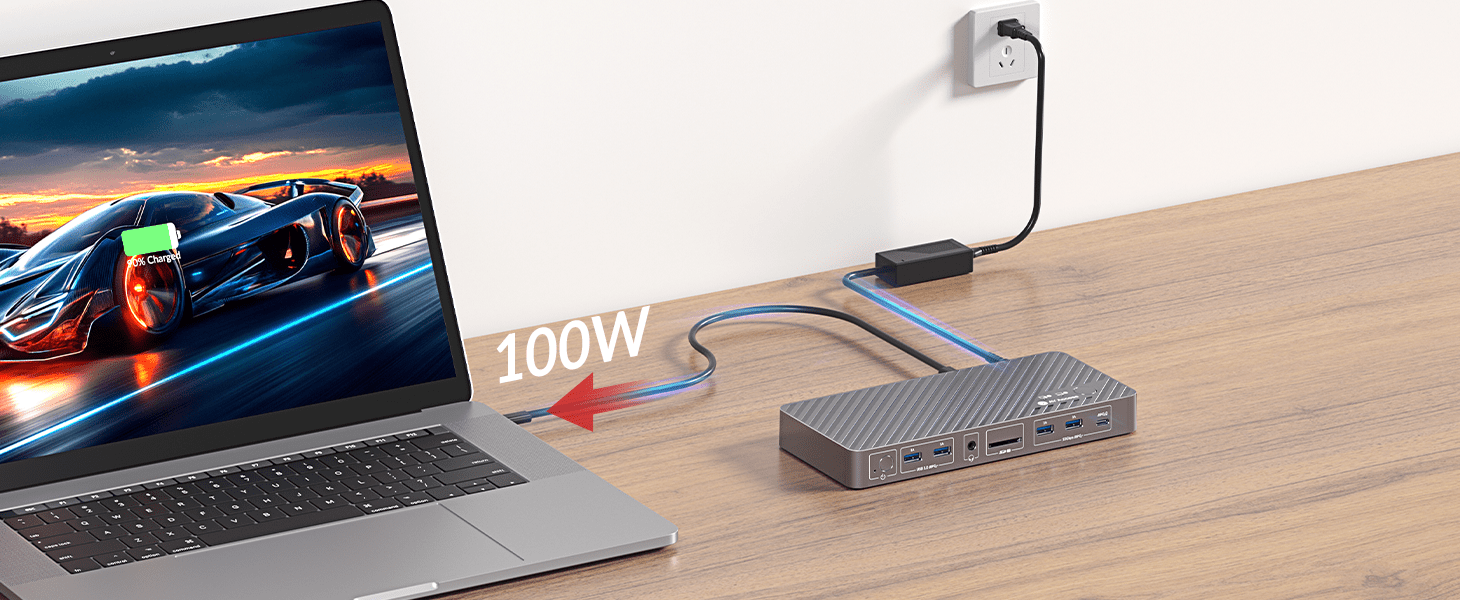 AV Access iDock B10 KVM Switch Docking Station-100W charging