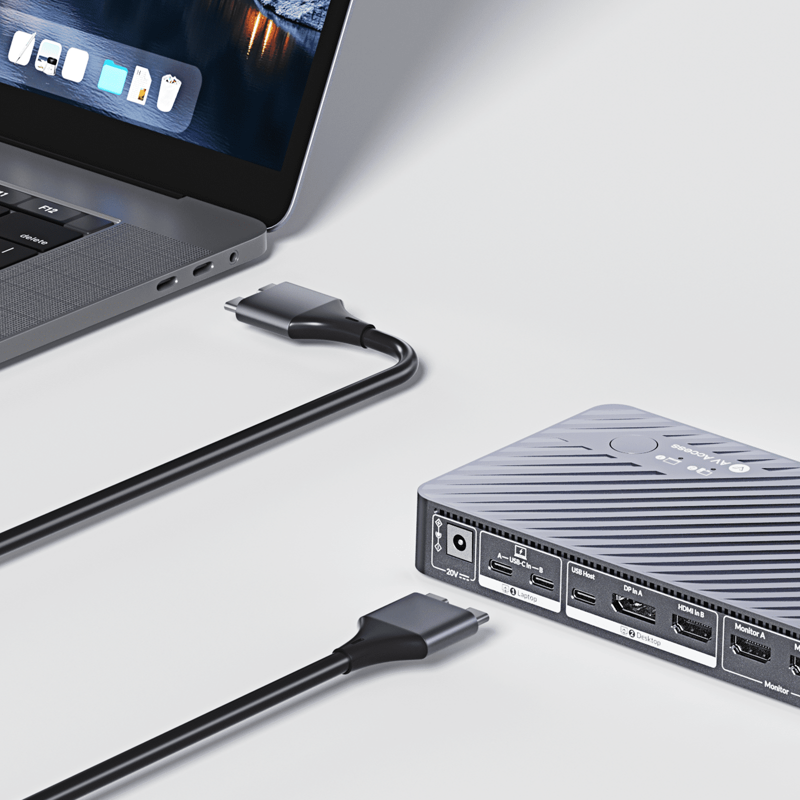 Macデスクトップ i iDock M10 KVM Switch for MacBook and PC with Docking Features