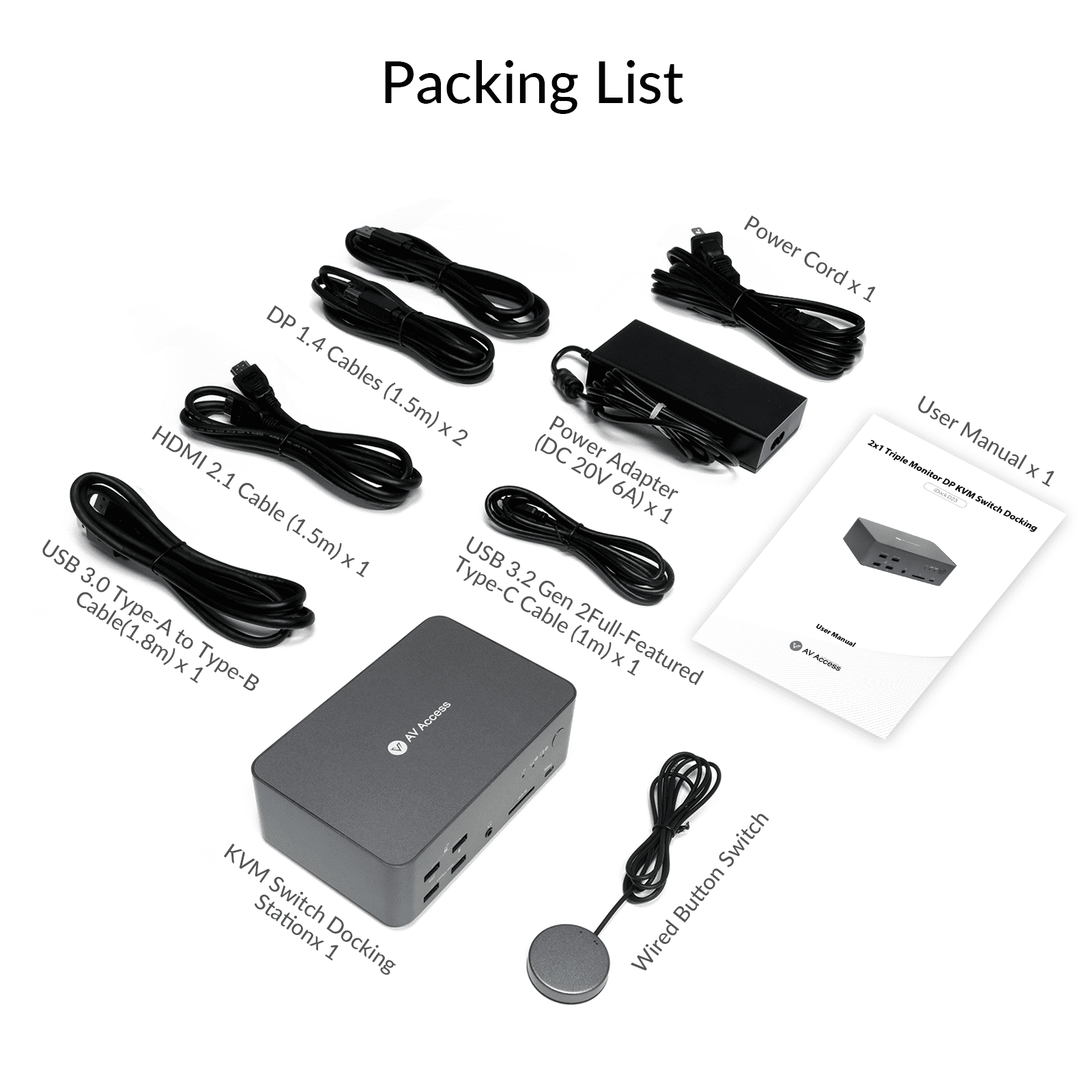 ​【美品】AV Access iDock C10 KVMスイッチ 付属品完備 iDock B23 Triple Monitor KVM Switch for a Desktop and a Laptop