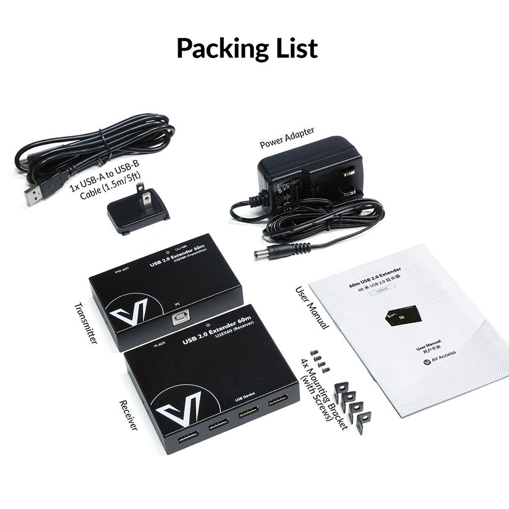 Best 60m/196ft USB Extender Kit over Cat Cable