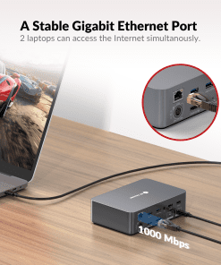USB C KVM Switch Docking Station for 2 Laptops & 2 Monitors