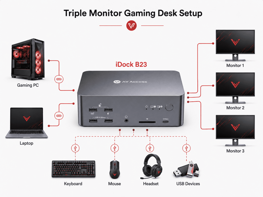 Gaming Desk Setup Ideas for Multi-PC Users With a KVM Docking Station