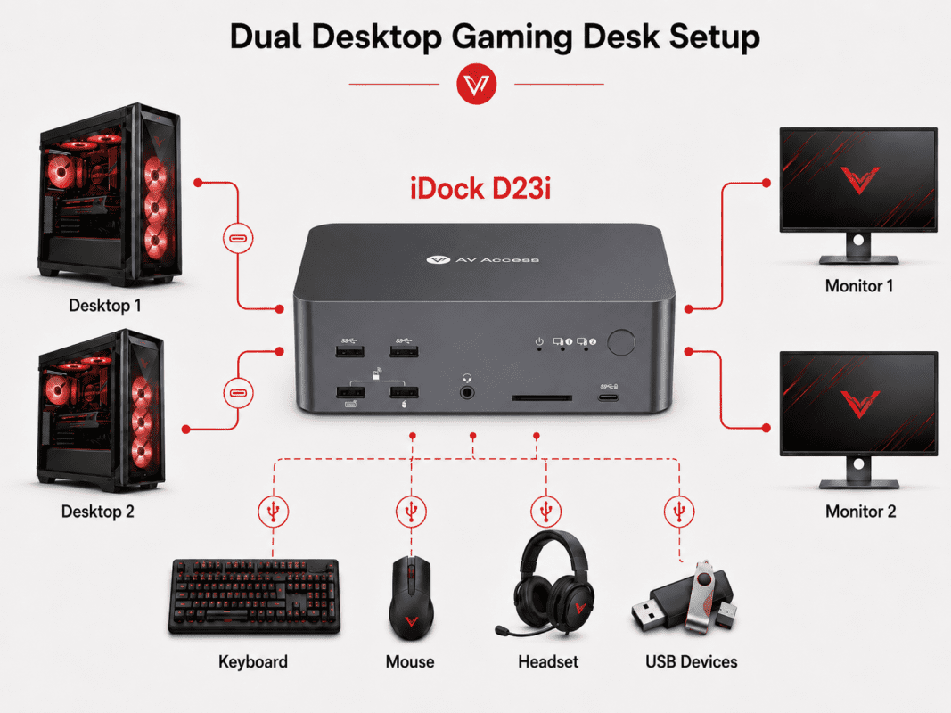 Gaming-Desk-Setup-Ideas-for-Multi-PC-Users-With-a-KVM-Docking-Station