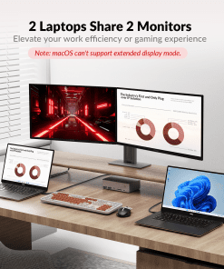 USB C KVM Switch Docking Station for 2 Laptops & 2 Monitors