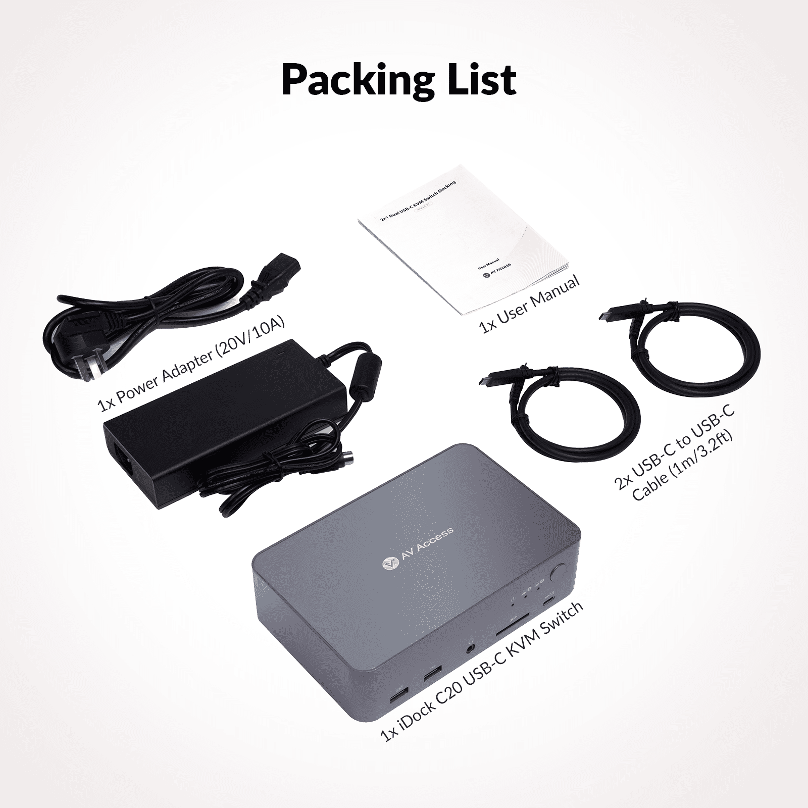 USB C KVM Switch Docking Station for 2 Laptops & 2 Monitors