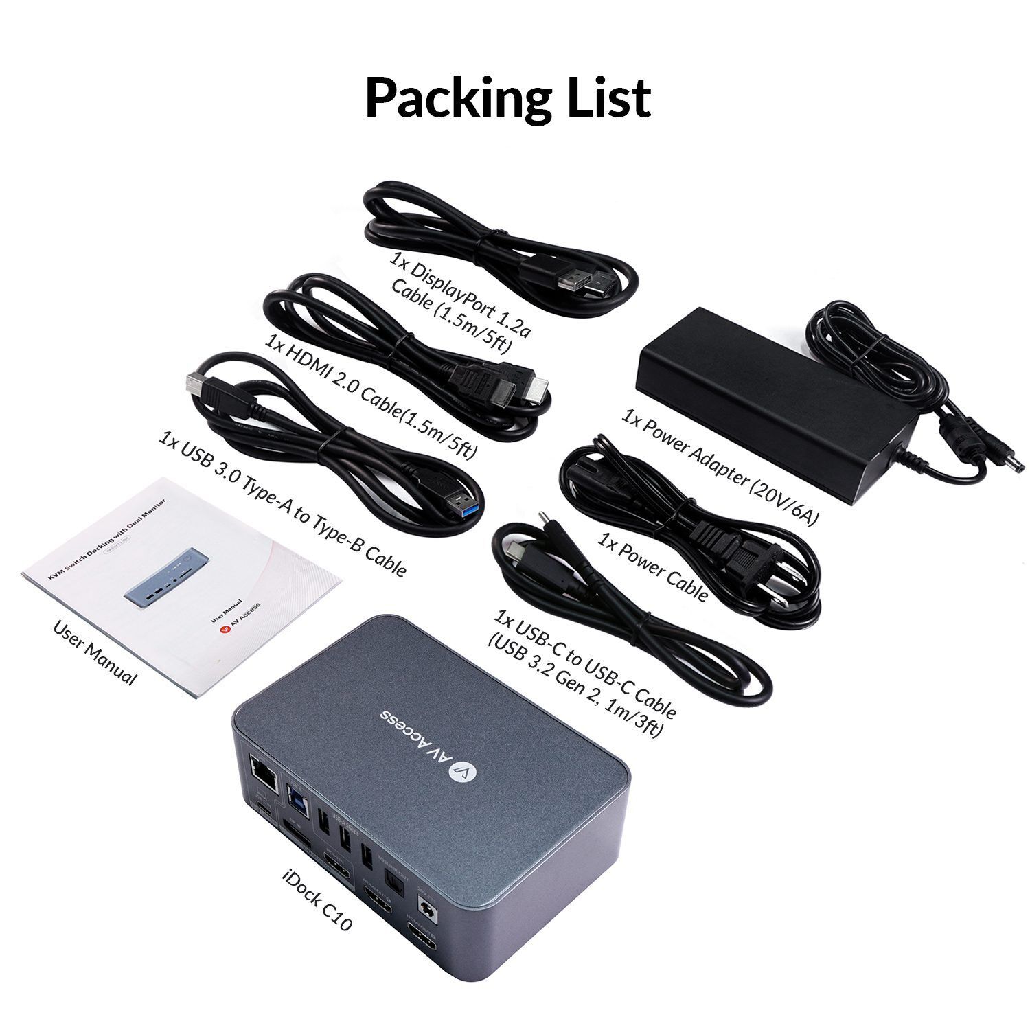 ​【美品】AV Access iDock C10 KVMスイッチ 付属品完備 KVM Switch Docking Station for USB C Laptop & Desktop