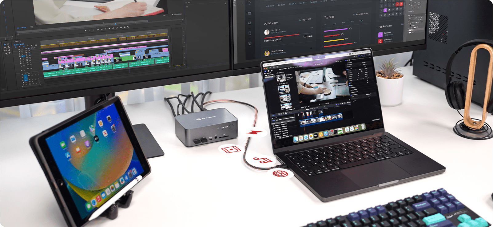 KVM Switch Docking Station for USB C Laptop & Desktop