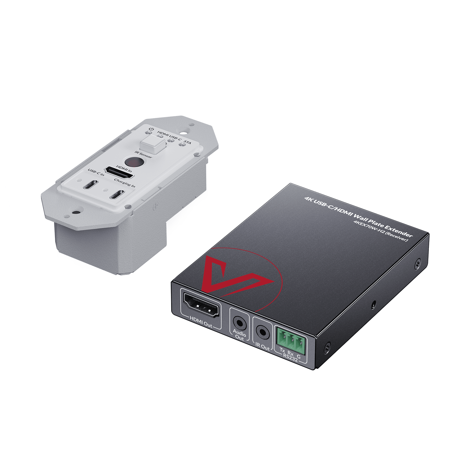 4K USB C/HDMI Wall Plate Extender, HDMI/USB C Input,70m/131ft Over
