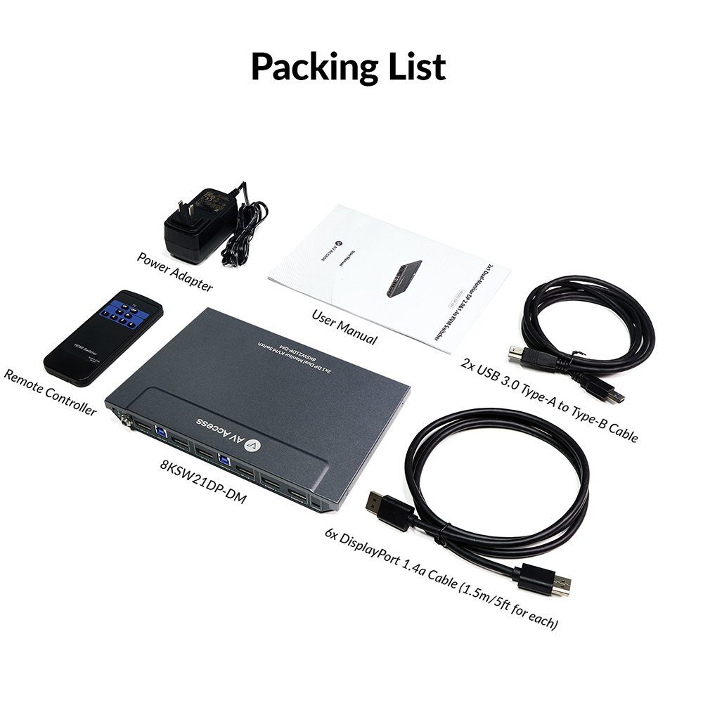 Level1Techs 2PC/1モニター応 DP1.4(4K/8K) KVM 1.4 Display Port KVM Switch - Dual Monitor - Two Computer