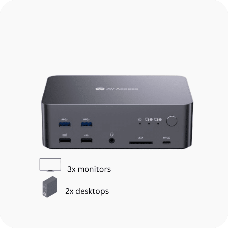 USB-C KVM Switch Docking Station for 2 Laptops & 2 Monitors